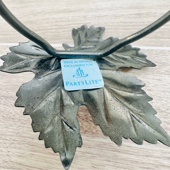 PartyLite Antique Grape Leaf Sconce Pair Frosted Glass Votives Autumn Vibes - Picture 7 of 16